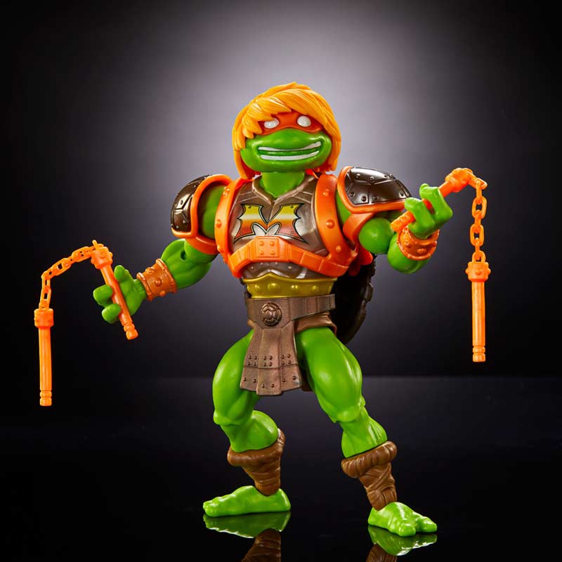 Figura Michelangelo MOTU x TMNT Turtles of Grayskull Mattel - Imagen 5