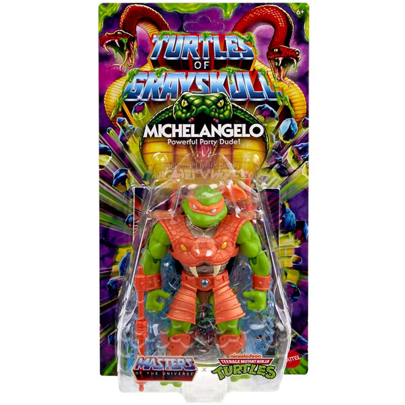 Figura Michelangelo MOTU x TMNT Turtles of Grayskull Mattel 01