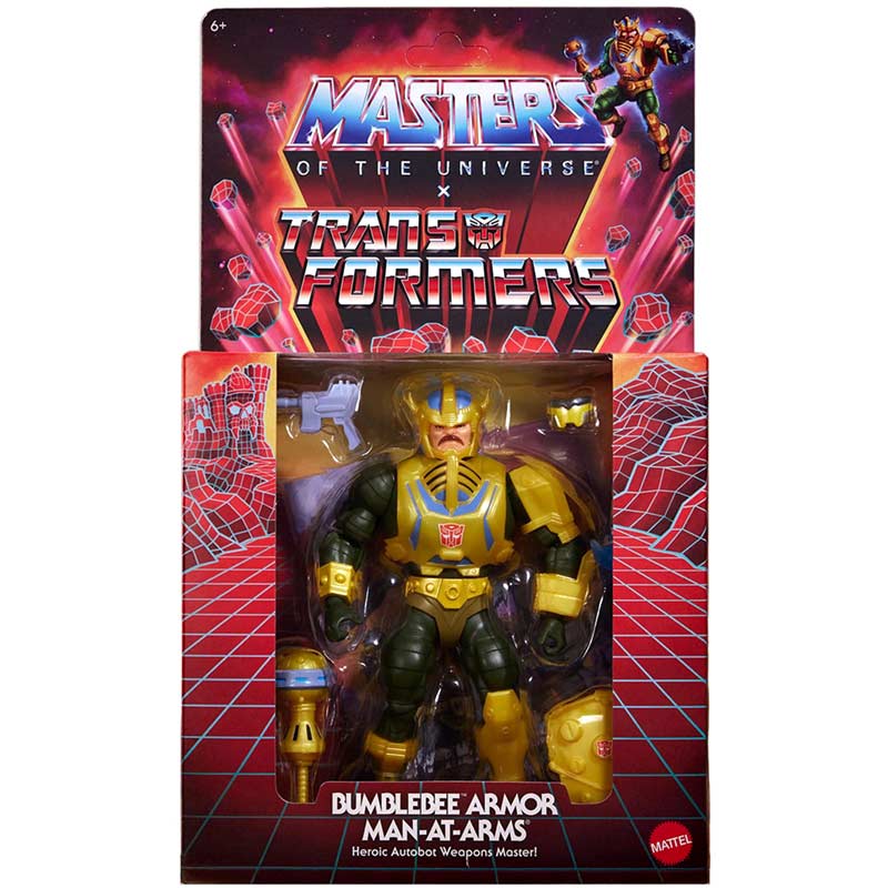 Figura Bumblebee Armor Man-At-Arms Masters of the Universe x Transformers Mattel 01
