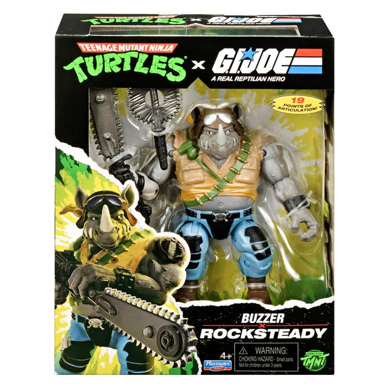 Figura Rocksteady x Dreadnok Buzzer Tmnt X G.I.Joe Crossover Classics Playmates 01