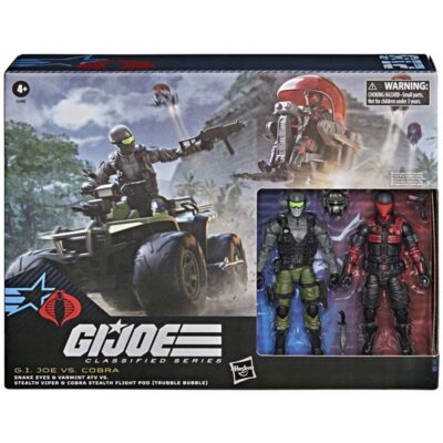 Set Figuras Snake Eyes & Varmint ATV vs. Stealth Viper & Cobra Stealth Flight Pod (Trubble Bubble) G.I. Joe Classified Series Hasbro 01